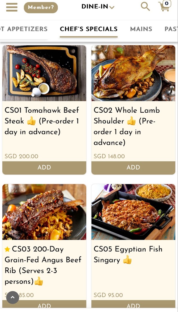 Menu page for Pistachio Middle Eastern  Mediterranean Grill