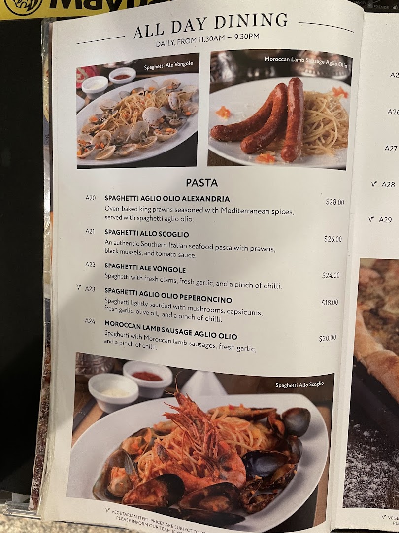 Menu page for Pistachio Middle Eastern  Mediterranean Grill