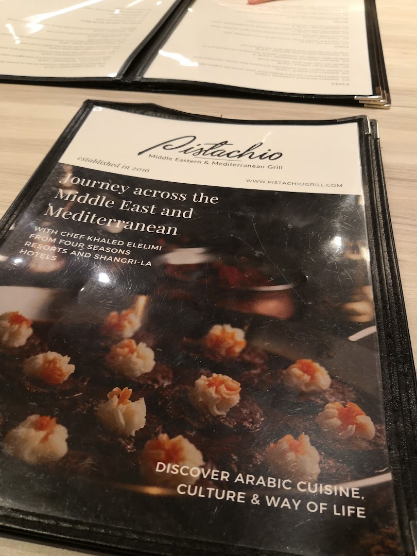 Menu page for Pistachio Middle Eastern  Mediterranean Grill