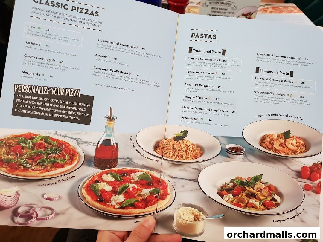 Menu page for Pizza Express  Scotts Square Orchard