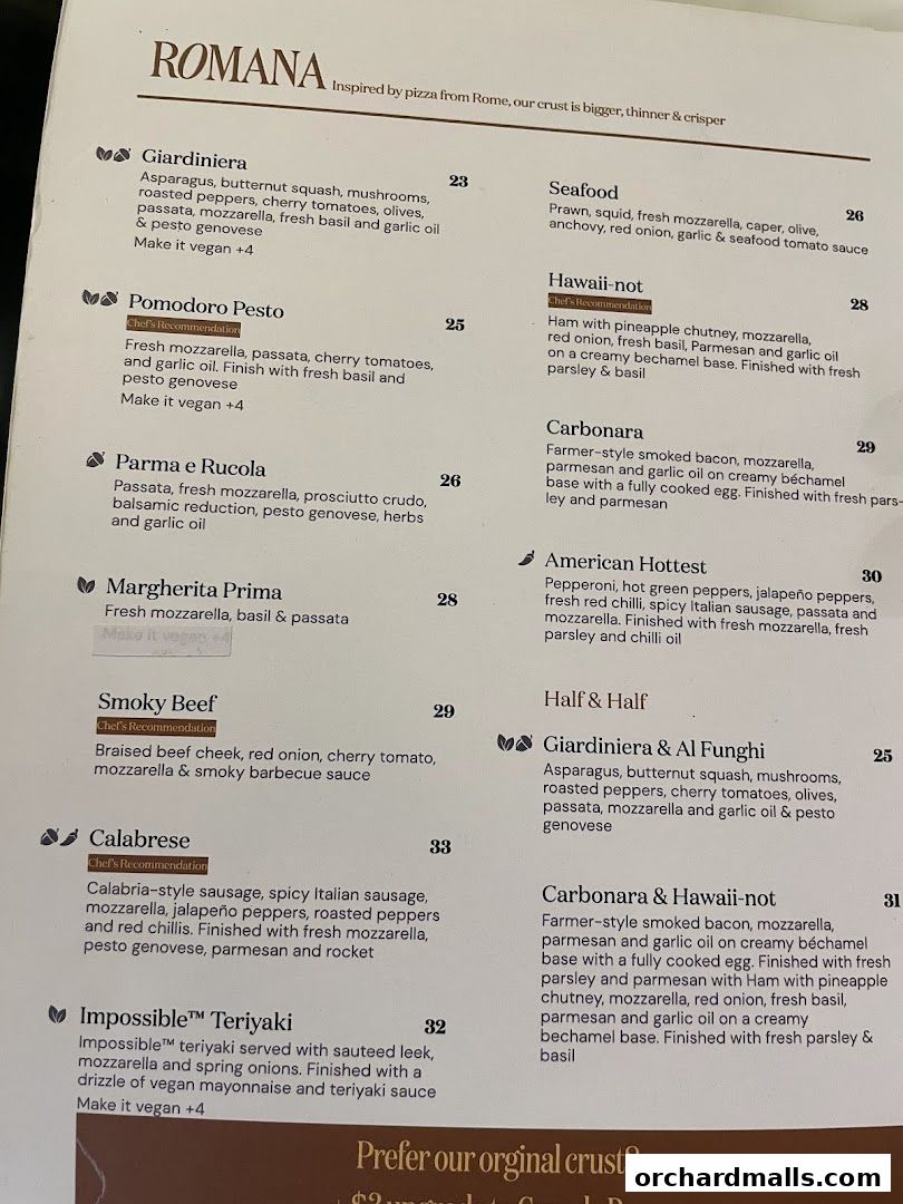 Menu page for Pizza Express  Scotts Square Orchard