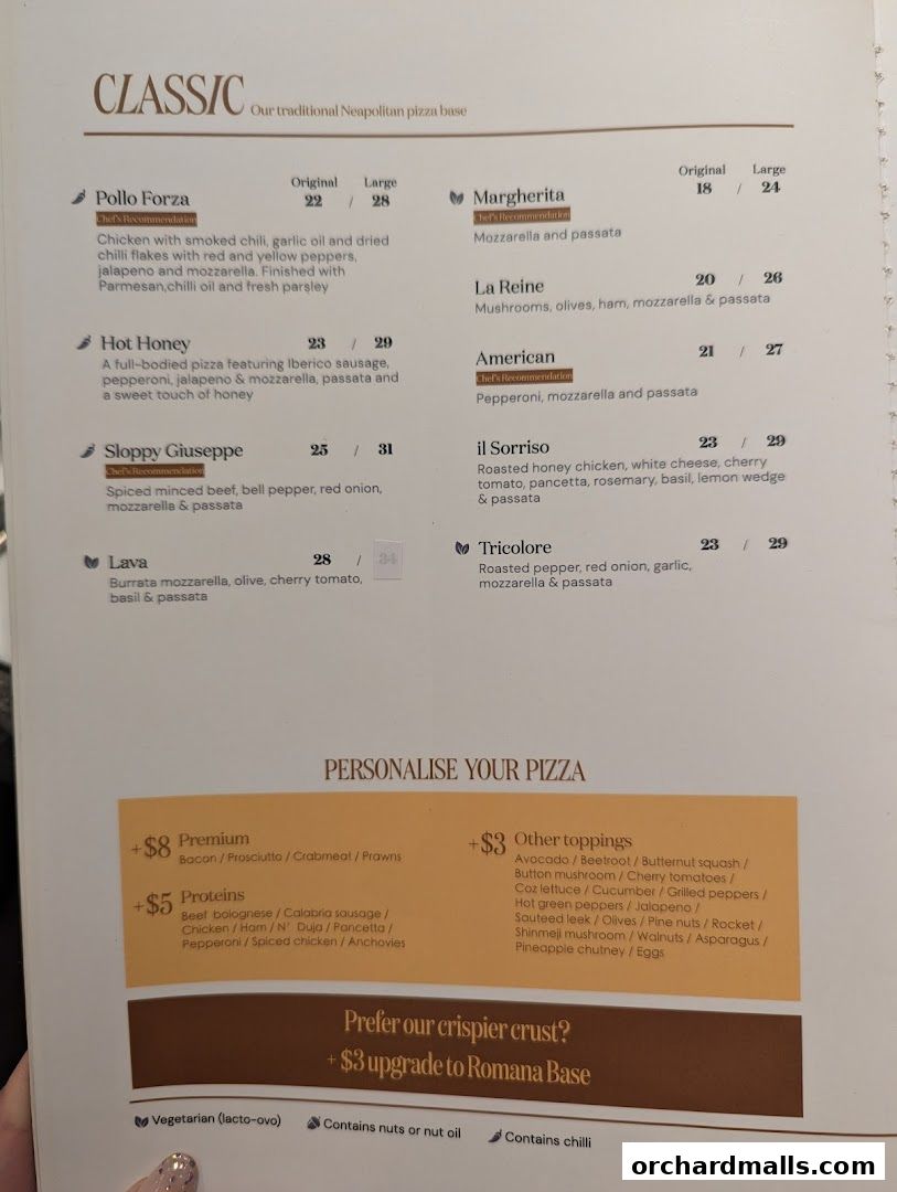 Menu page for Pizza Express  Scotts Square Orchard