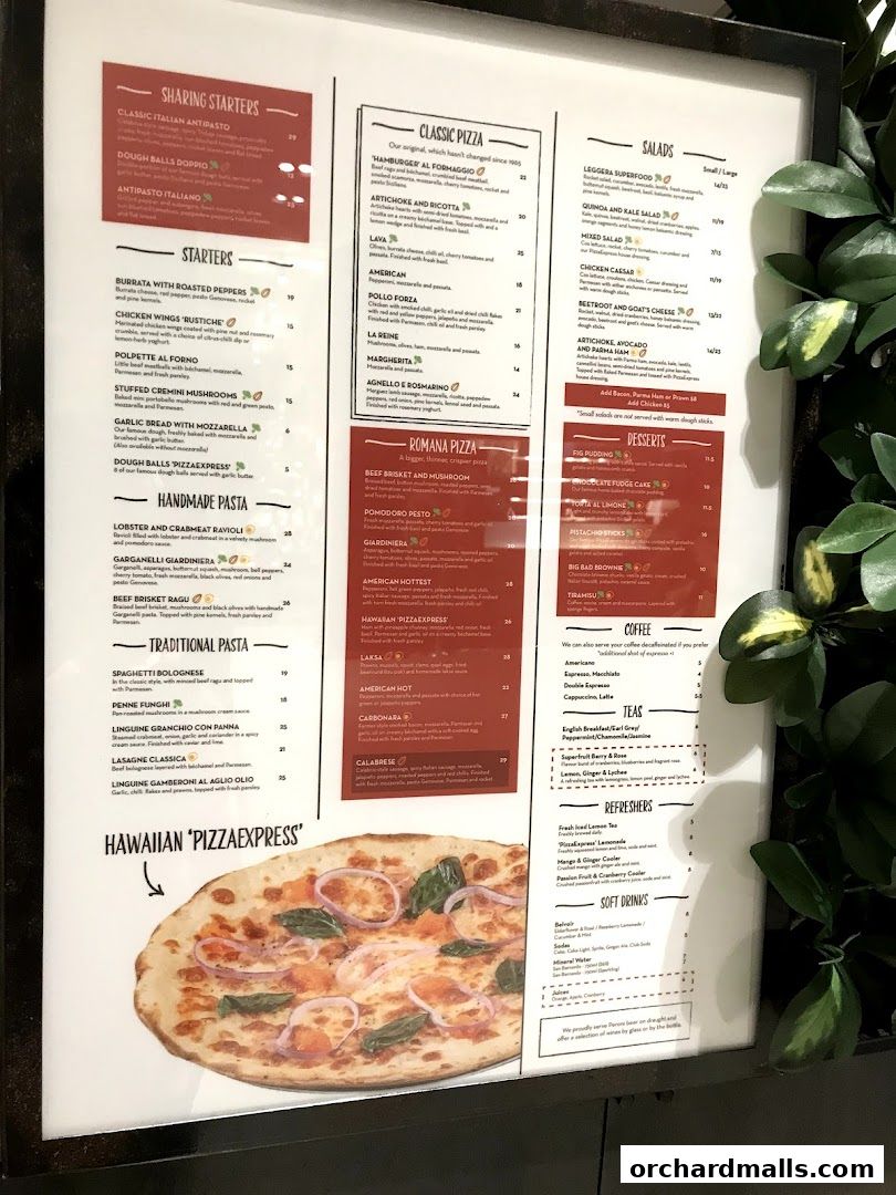 Menu page for Pizza Express  Scotts Square Orchard