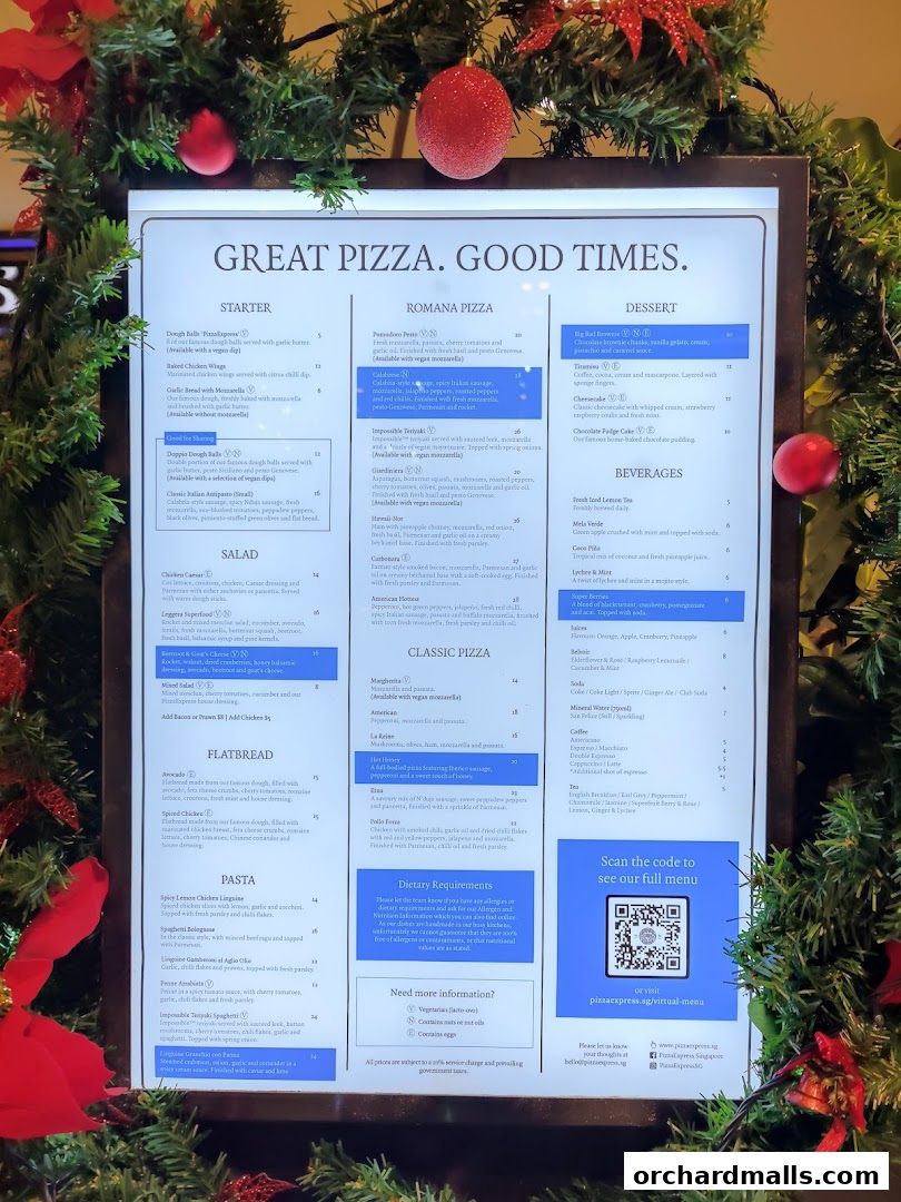 Menu page for Pizza Express  Scotts Square Orchard