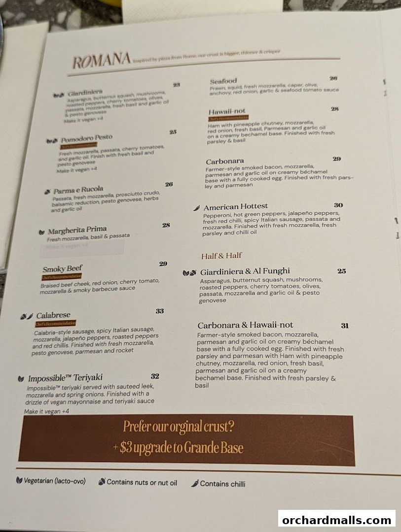 Menu page for Pizza Express  Scotts Square Orchard