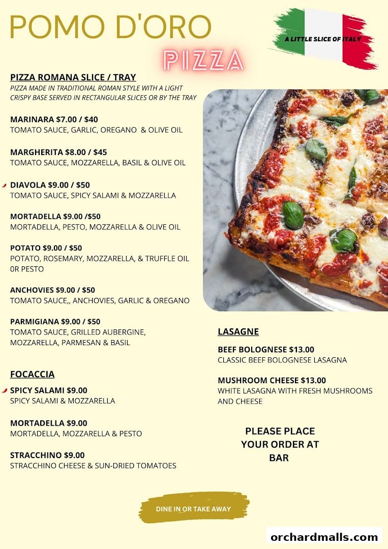 Menu page for Pomo Doro
