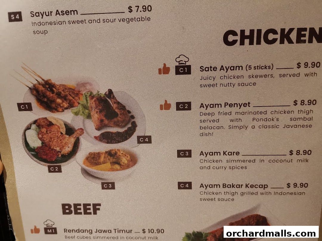 Menu page for Pondok Jawa Timur