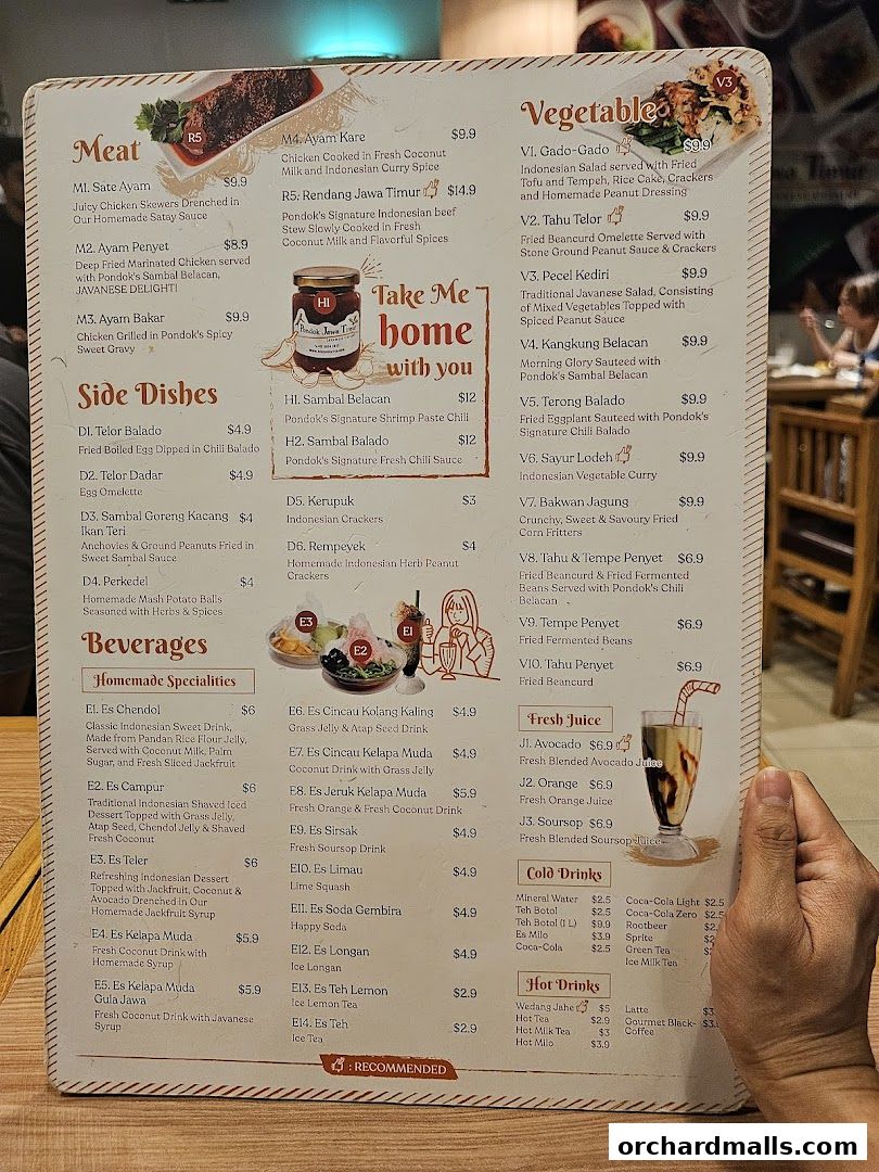 Menu page for Pondok Jawa Timur