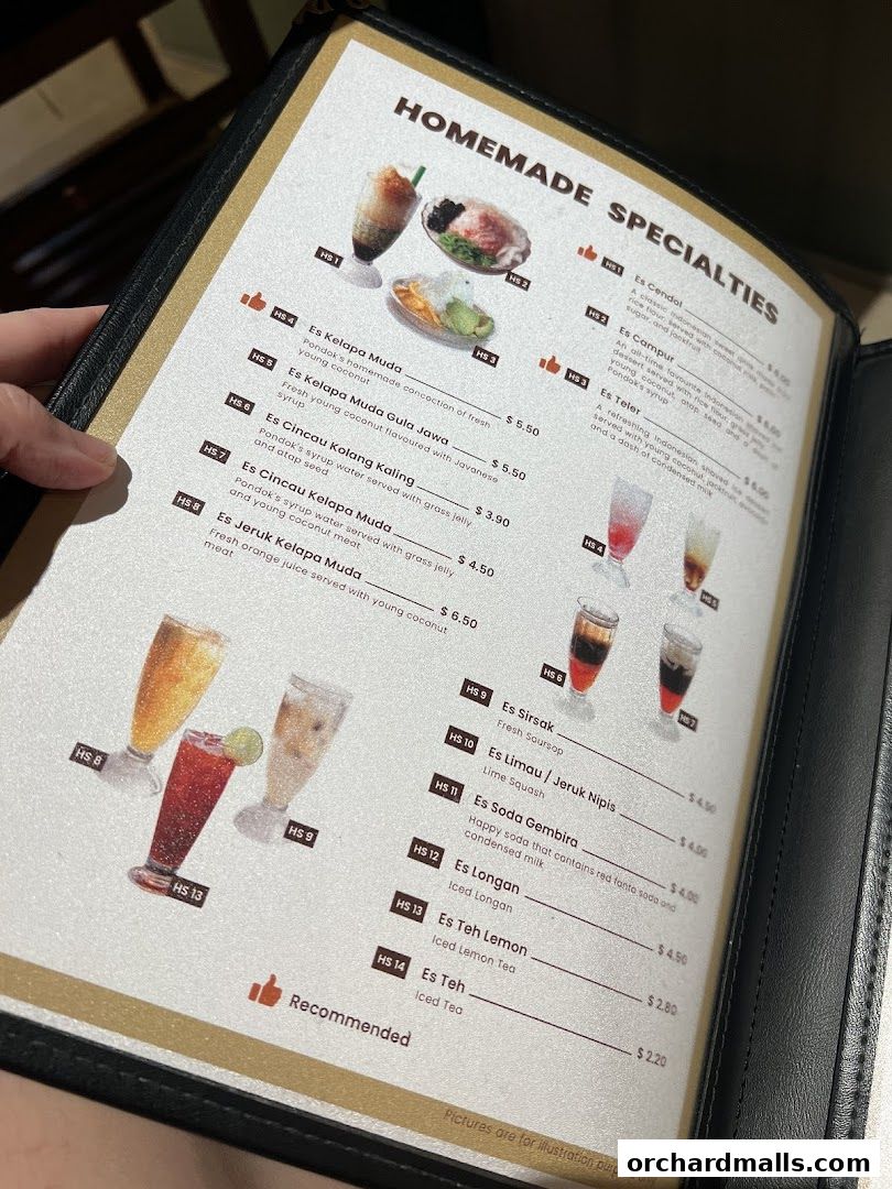 Menu page for Pondok Jawa Timur