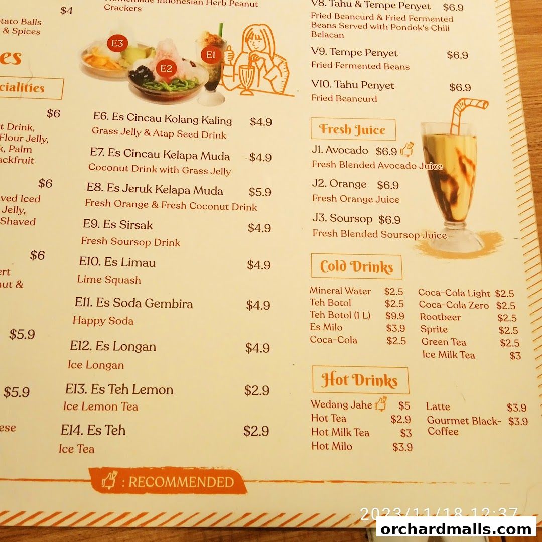 Menu page for Pondok Jawa Timur