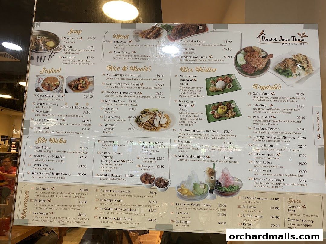 Menu page for Pondok Jawa Timur