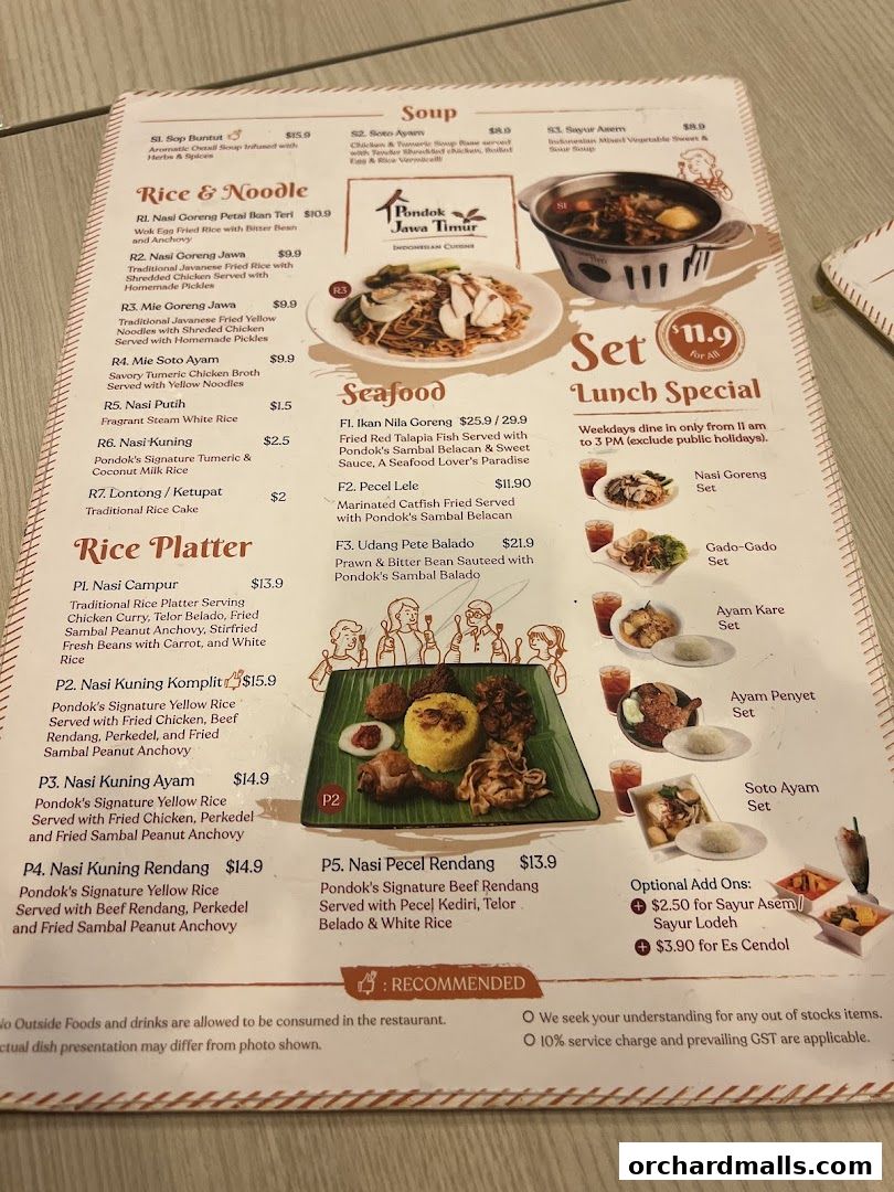 Menu page for Pondok Jawa Timur