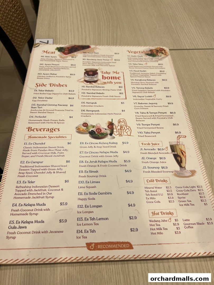 Menu page for Pondok Jawa Timur