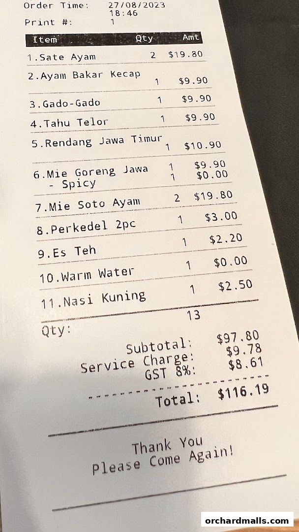 Menu page for Pondok Jawa Timur