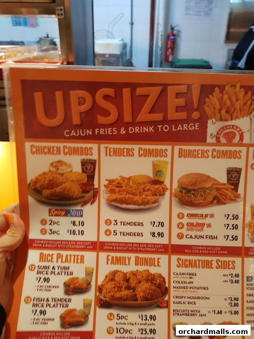 Menu page for Popeyes Orchard Exchange