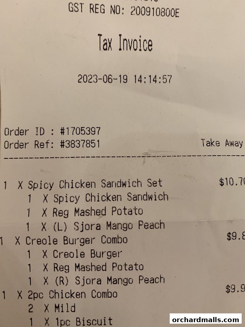 Menu page for Popeyes Orchard Exchange