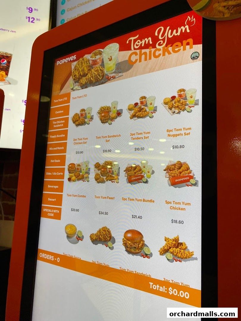 Menu page for Popeyes Orchard Exchange