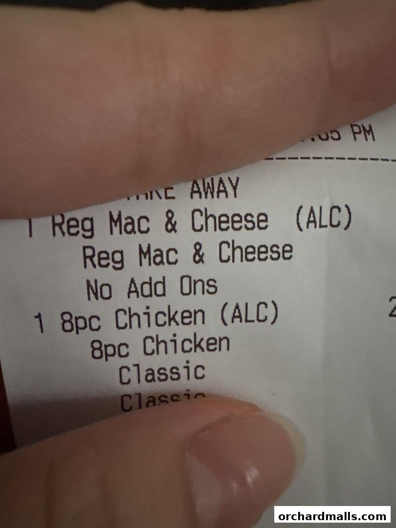 Menu page for Popeyes Orchard Exchange