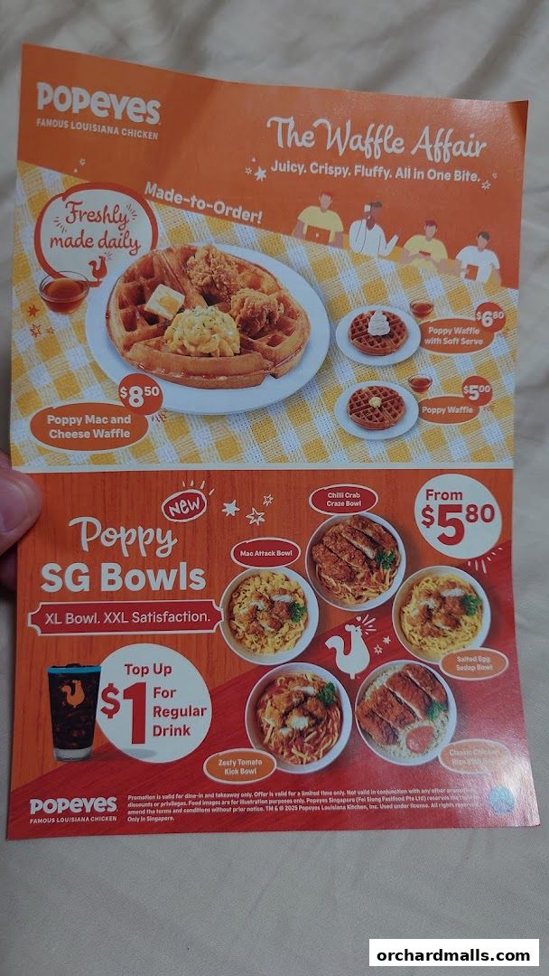 Menu page for Popeyes Orchard Exchange
