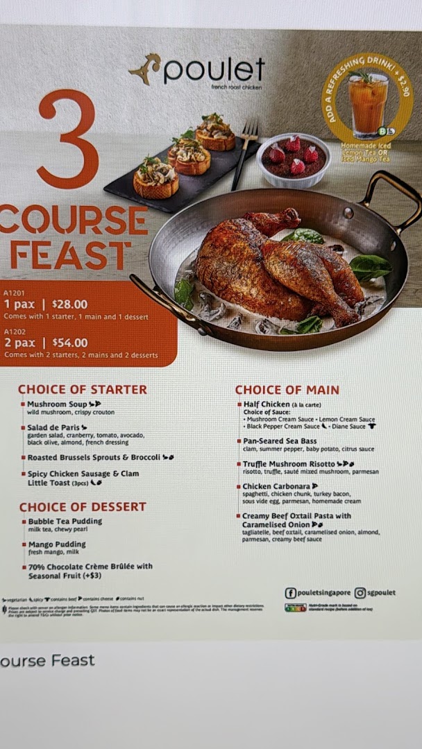 Menu page for Poulet  Brasserie - ION Orchard