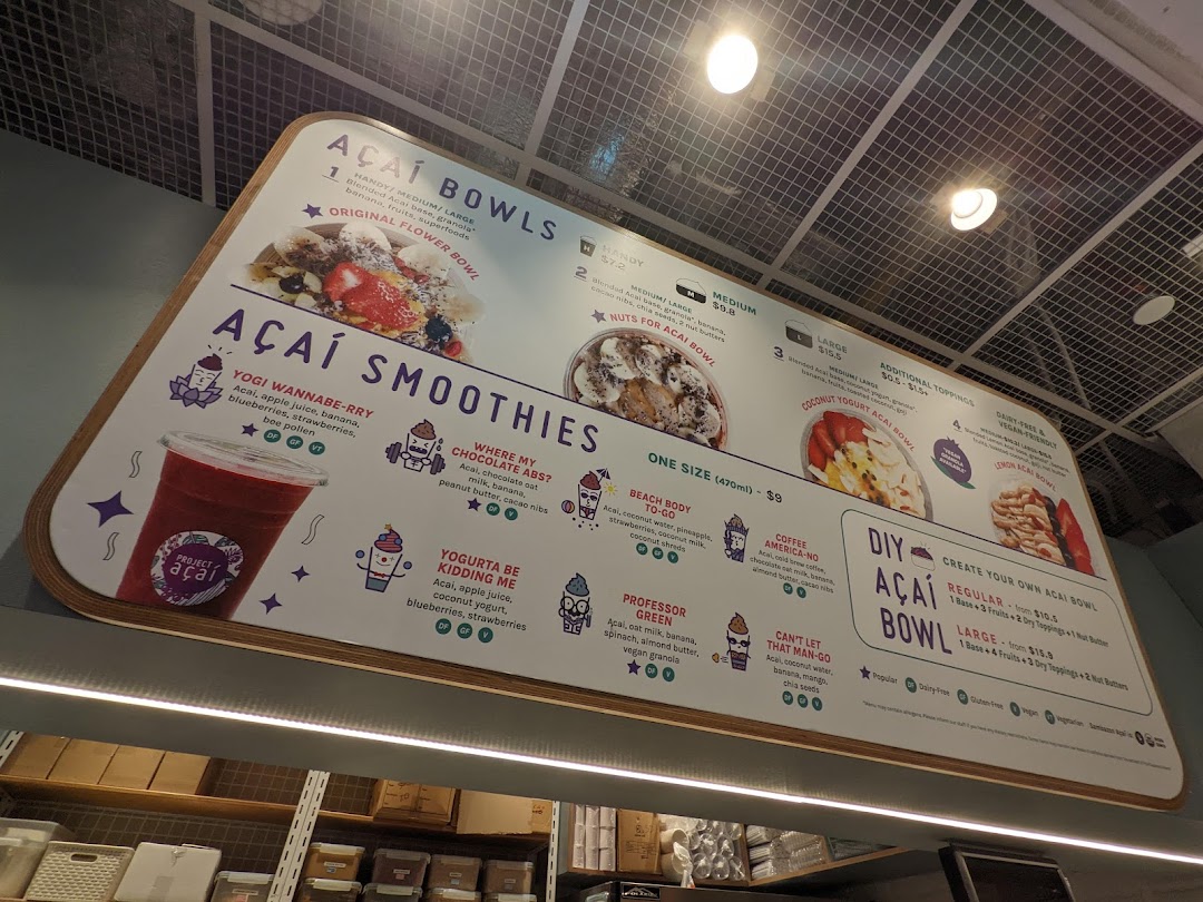 Menu page for Project Acai Ngee Ann City