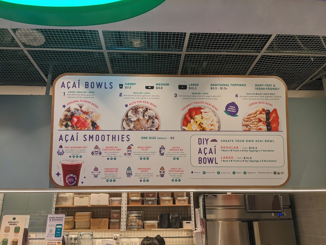 Menu page for Project Acai Ngee Ann City