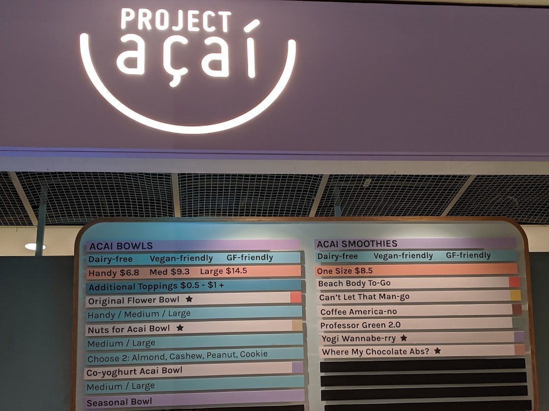 Menu page for Project Acai Ngee Ann City
