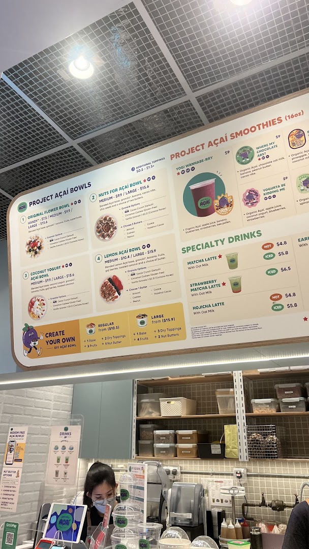 Menu page for Project Acai Ngee Ann City