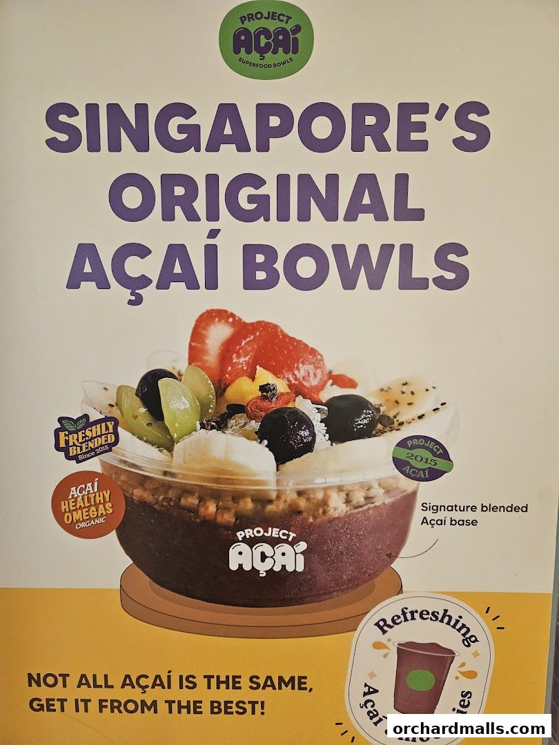 A vibrant poster showcasing Project Acai's signature acai bowls and smoothies.