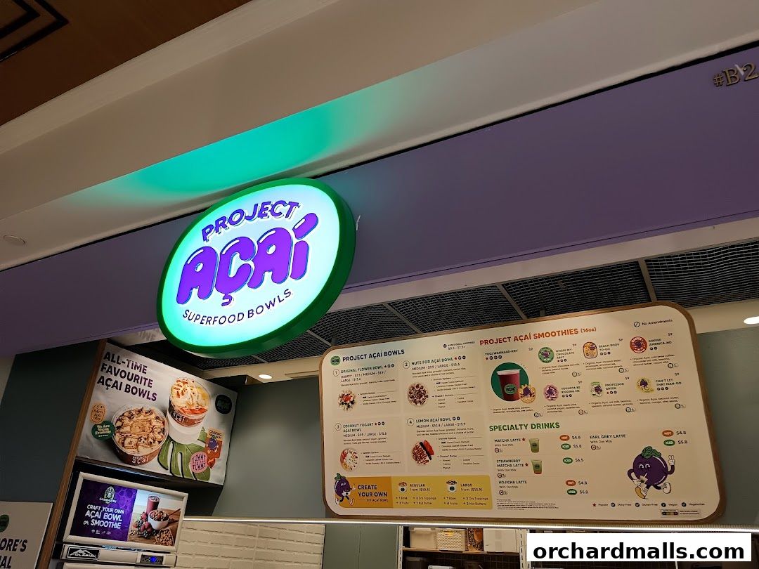 A menu board for Project Acai, showcasing acai bowls and specialty drinks.