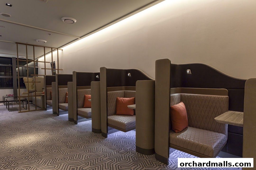 Luxurious private booths with comfortable seating and ambient lighting.