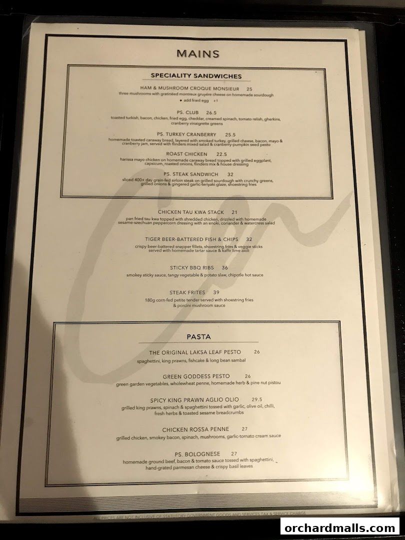 Menu page for PS.Cafe Paragon