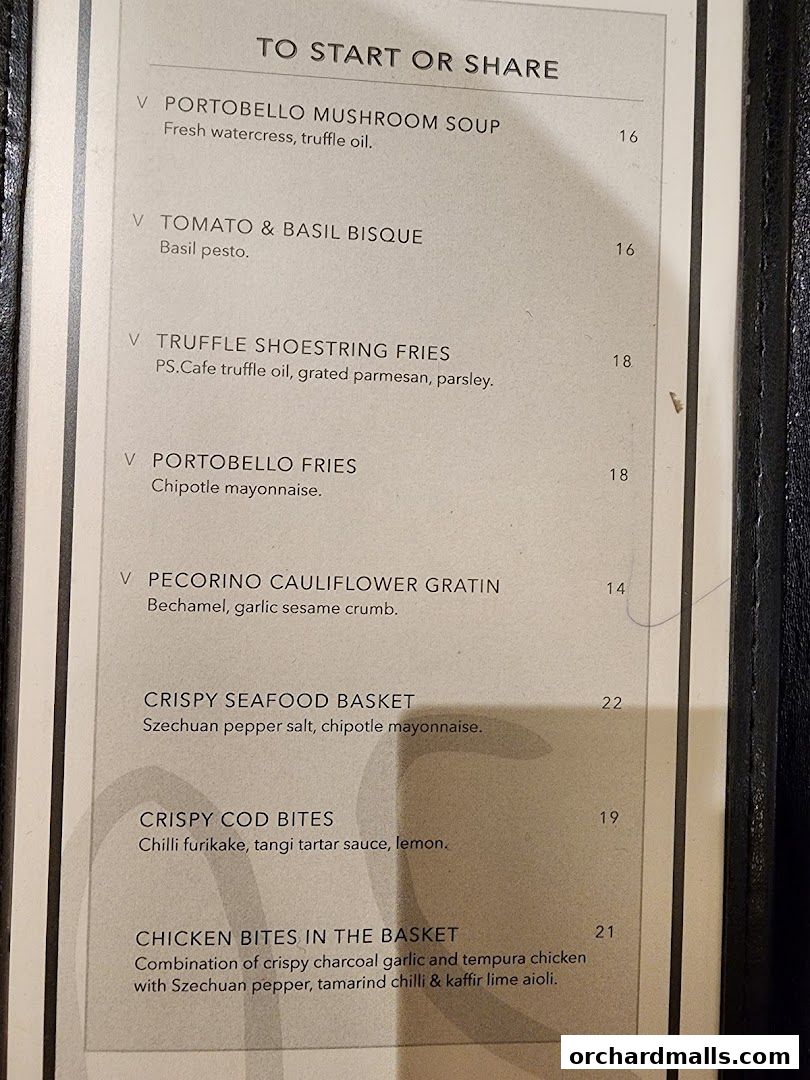 Menu page for PS.Cafe Paragon