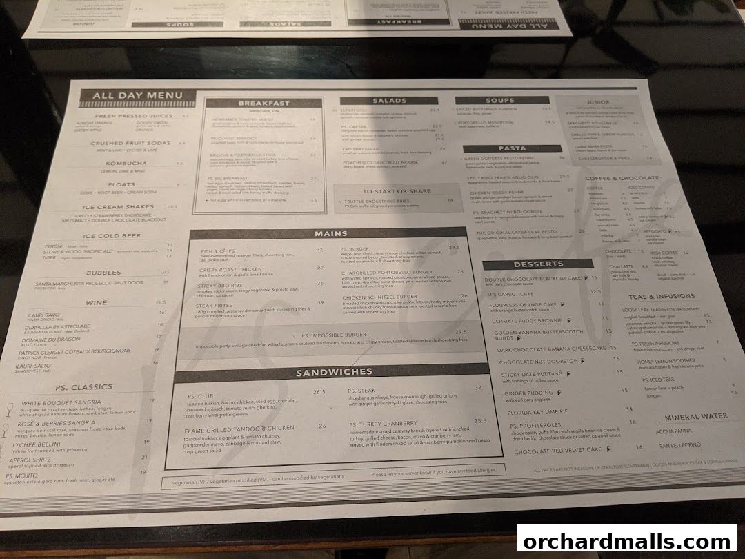 Menu page for PS.Cafe Paragon