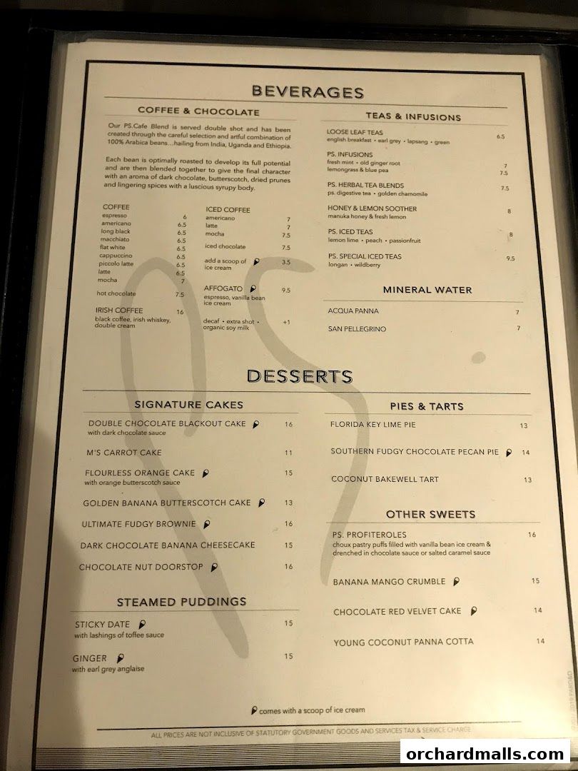 Menu page for PS.Cafe Paragon