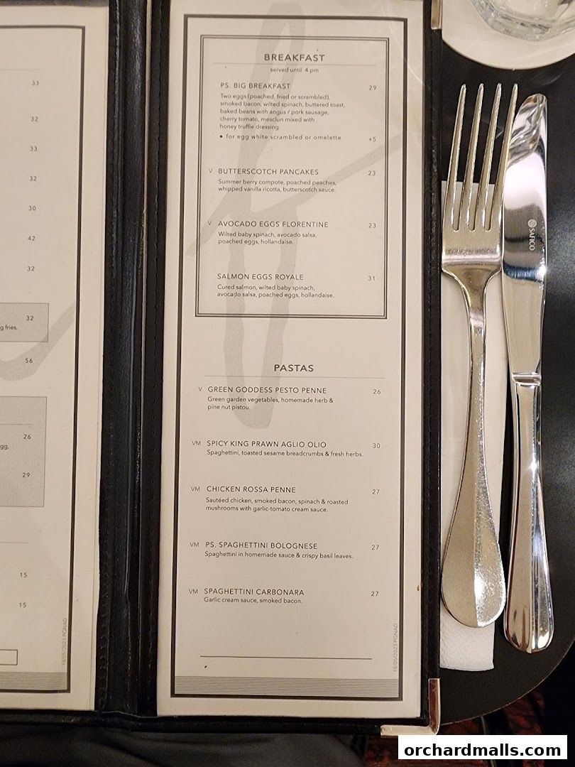 Menu page for PS.Cafe Paragon