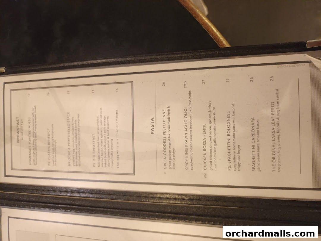 Menu page for PS.Cafe Paragon