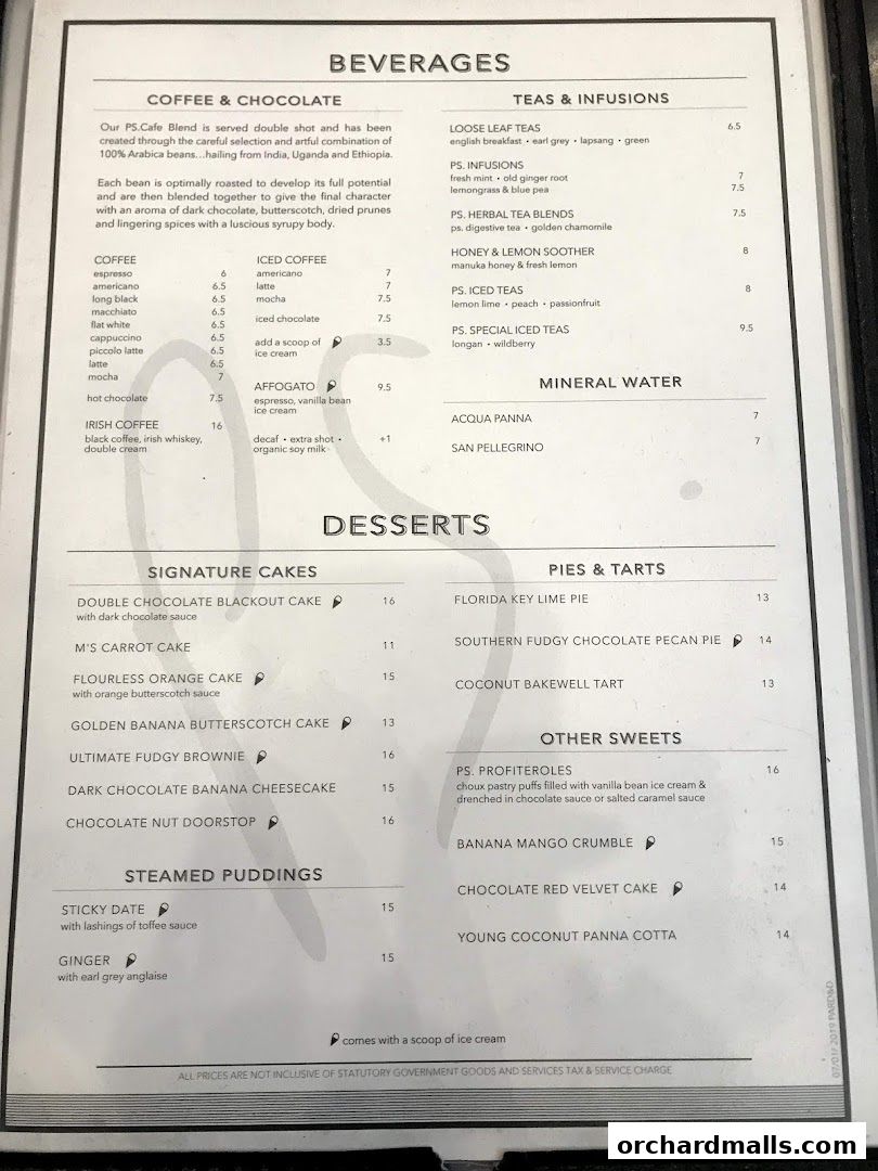 Menu page for PS.Cafe Paragon