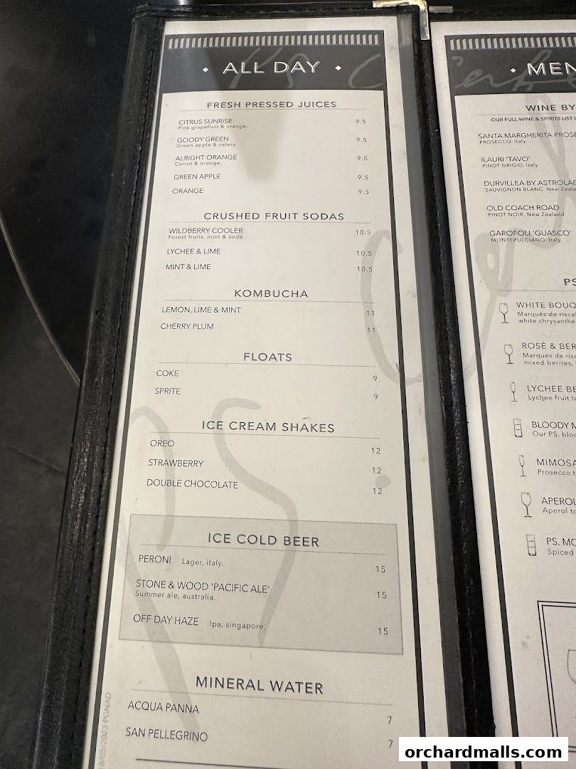 Menu page for PS.Cafe Paragon