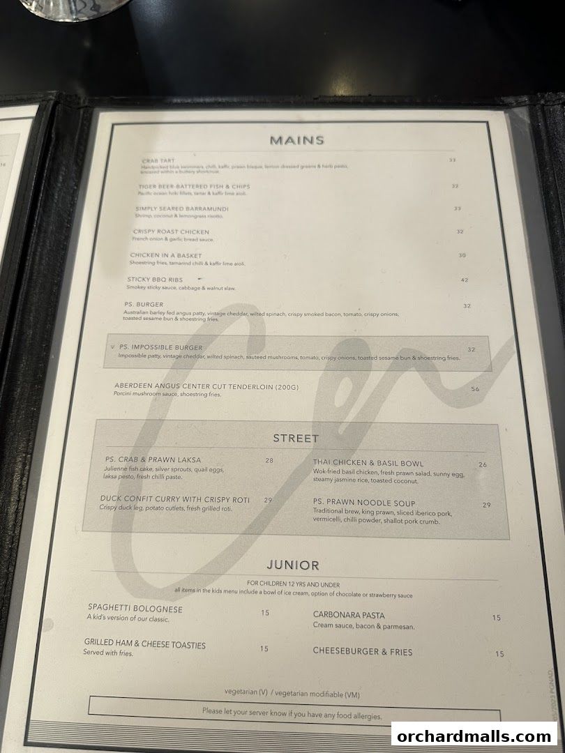 Menu page for PS.Cafe Paragon