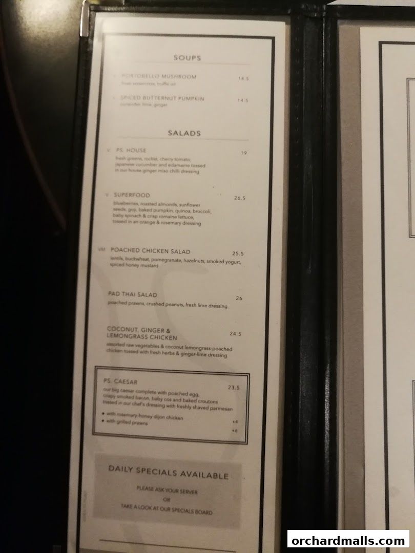 Menu page for PS.Cafe Paragon