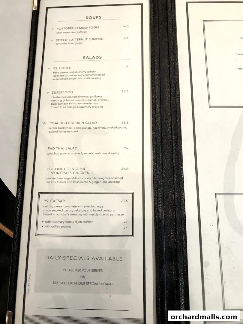 Menu page for PS.Cafe Paragon