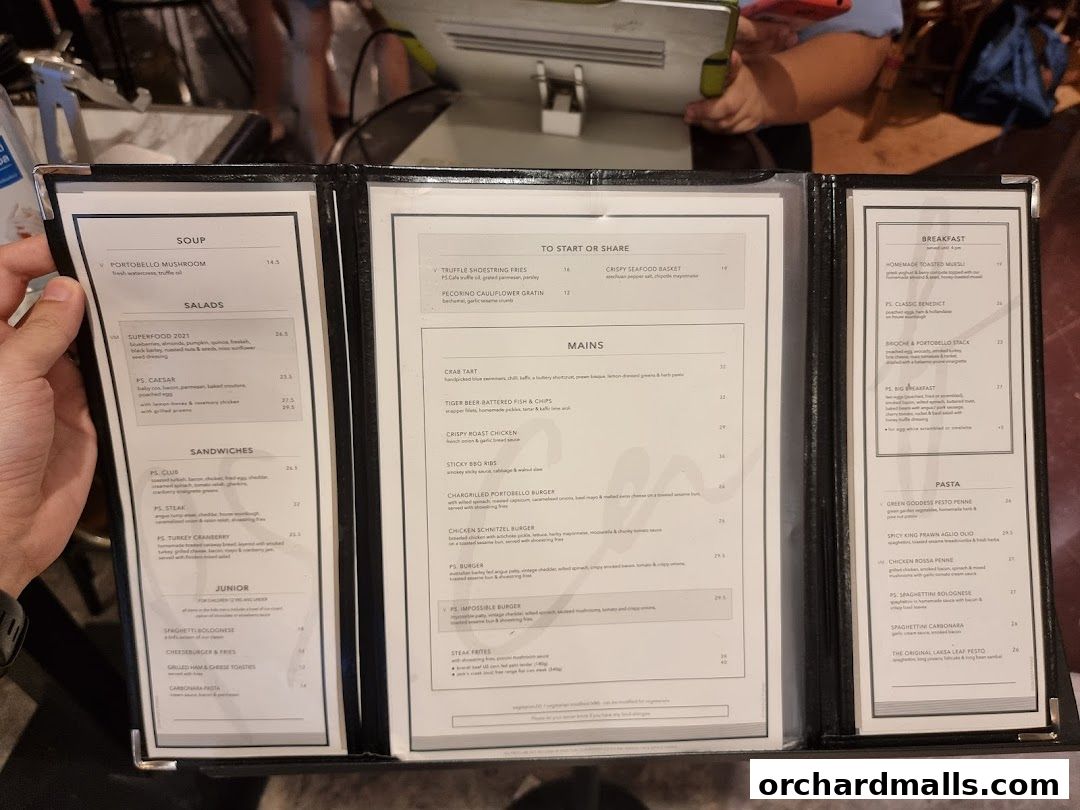 Menu page for PS.Cafe Paragon