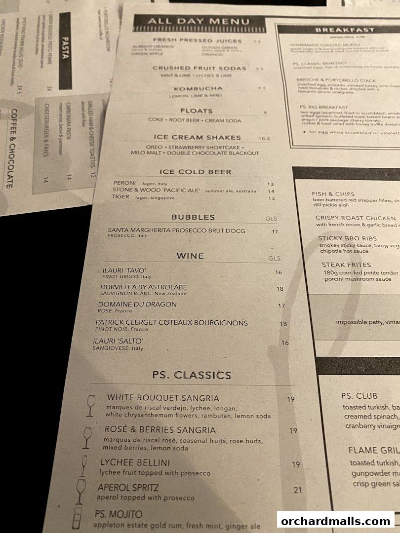 Menu page for PS.Cafe Paragon