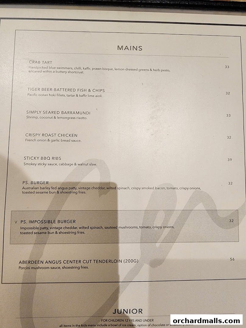 Menu page for PS.Cafe Paragon