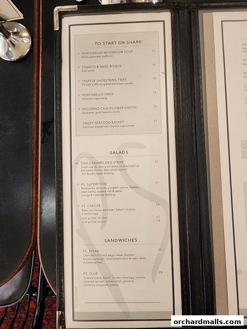 Menu page for PS.Cafe Paragon