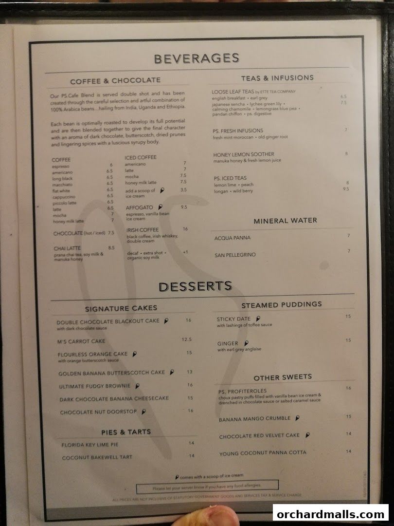 Menu page for PS.Cafe Paragon