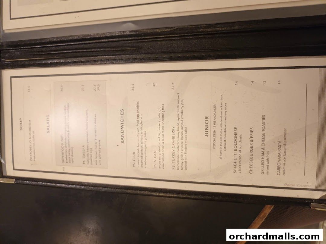 Menu page for PS.Cafe Paragon