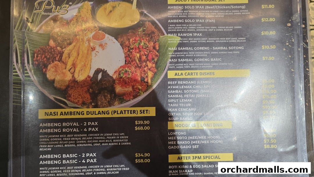 Menu page for Pu3 Restaurant  Jomz... Ambeng