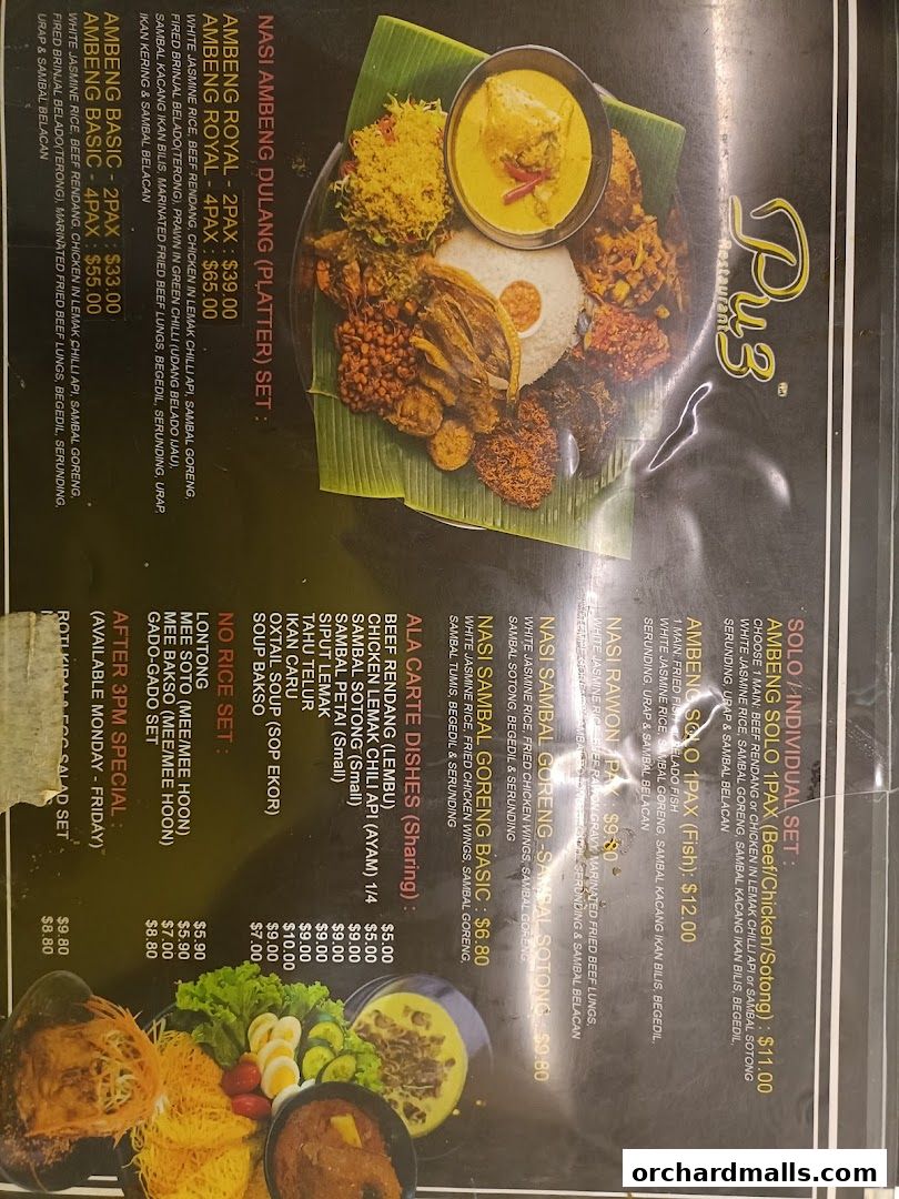 Menu page for Pu3 Restaurant  Jomz... Ambeng